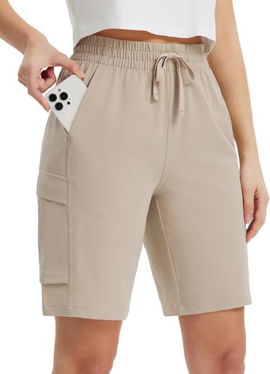 baleaf Women's 9" Cargo Shorts Hiking Water Resistant Pockets Bermuda Lightweight UPF50+ Camping Travel Outdoor - Image 2