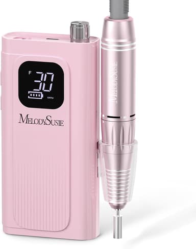 MelodySusie Entry-Level Clip-On Cordless Essential Nail Drill, SC300F 30000RPM E-File with LCD Display for All Manicure Shaping & Gel Removal, Ideal for Training, Nail Art Practice & Home Use, Pink - Image 2