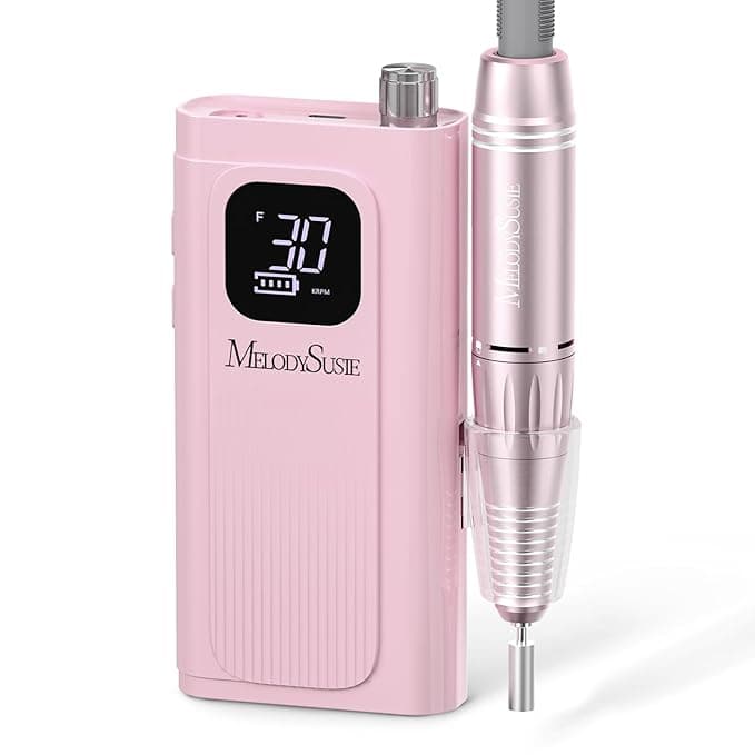 MelodySusie Entry-Level Clip-On Cordless Essential Nail Drill, SC300F 30000RPM E-File with LCD Display for All Manicure Shaping & Gel Removal, Ideal for Training, Nail Art Practice & Home Use, Pink - Image 1