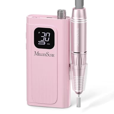 MelodySusie Entry-Level Clip-On Cordless Essential Nail Drill, SC300F 30000RPM E-File with LCD Display for All Manicure Shaping & Gel Removal, Ideal for Training, Nail Art Practice & Home Use, Pink - Image 1