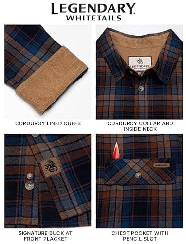 Legendary Whitetails Mens Flannel Shirt Long Sleeve Button Down 100% Cotton, Brownstone Plaid, LT - Image 4