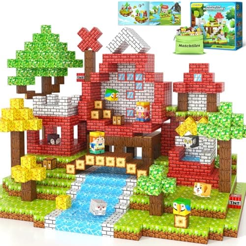 Magnetic Blocks with Forest Animals Toys, Build Mine Magnet World Set, Magnetic Tiles Building for Boys & Girls Age 4-8 5-7, STEM Montessori Sensory Toys for Toddlers Kids Gifts for 3+ Years Old - Image 1