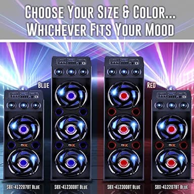 QFX SBX-412300BT TWS Bluetooth Triple 12” Woofer Triple 1” Tweeter Recording High-Performance PA Cabinet Speaker with 10-Band Graphic EQ, 2 Microphone Inputs, Guitar Input, and AUX Input, Blue - Image 9