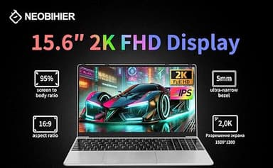 NEOBIHIER Gaming Laptop,Laptop Computer,Computer Laptop,16GB DDR4 RAM 512GB SSD,1.7-3.4GHz Intel N95 Processor,Fingerprint Unlock,15.6-inch Full HD 2K,180 Angle Opening,Backlit Keyboard,Metallic Gray - Image 2