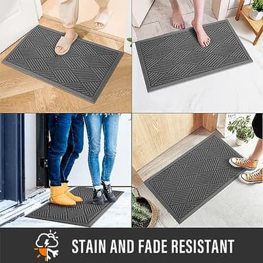 HIYARD Sturdy Front Door Mat, Absorbent Muddy Dirt Resist Welcome Door Mats Outdoor Indoor, Stain and Fade Resistant, Non-Slip Rubber Backing Low Profile Doormat for Entryway, 30×17, Charcoal - Image 5