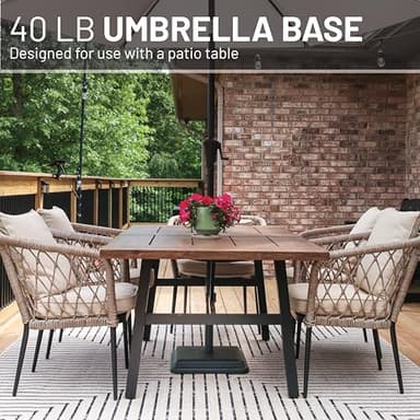US Weight 40 Pound Umbrella Base - Weighted Umbrella base For Use With Patio Table – Heavy Duty Base- 4” Stem Accommodates 1”-1.5” Pole Sizes - Black - Image 2