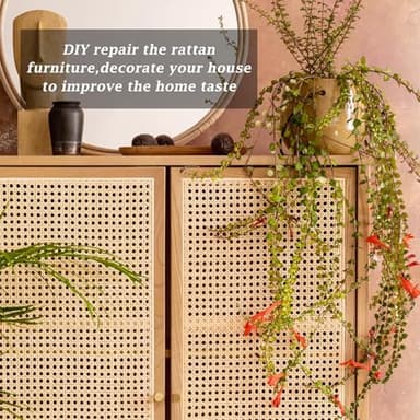 Upgraded Plastic Rattan Webbing, 16"x40" DIY Handwoven Synthetic Poly Rattan, Wicker Cane Rattan Webbing for Home Decor Projects Furniture Caning Chairs Cabinets Beds - Image 4