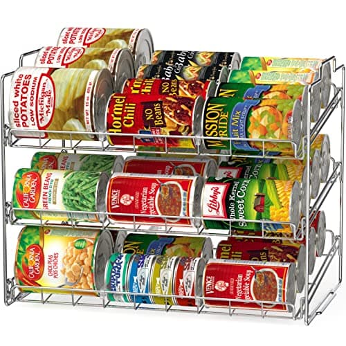 Deco Brothers Stackable Can Rack Organizer for Kitchen and Pantry, Holds Upto 36 Cans, Chrome Finish - Image 1
