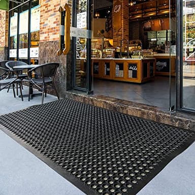 Uniboho Outdoor Rubber Floor Mats Anti Slip Restaurant Commercial Kitchen Mat Rubber Drainage Mat 60 x 35 Heavy Duty Door Mat for Garage Garden Indoor Outside Industral Pool Entrance Bar Wet Area - Image 2