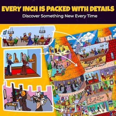 QUOKKA 1000 Piece Jigsaw Puzzle for Adults Knightly Cats – Premium Box Packaging with Extra Fun Challenges - Whimsical Cat Puzzle - Perfect for Relaxation & Creativity & Gift Giving - Image 4