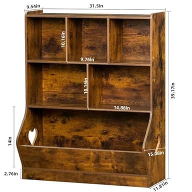 Lerliuo Kids Toy Storage Organizer, 3 Tier Children Small Bookcase and Bookshelf, Toddler 7 Cubby Toy Storage Cabinet, Toy Shelf for Playroom, Bedroom, Living Room, Nursery, School 29.53'' H (Brown) - Image 3