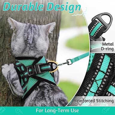 rabbitgoo Cat Harness and Leash Set for Walking Escape Proof, Adjustable Soft Kittens Vest with Reflective Strip for Cats, Comfortable Outdoor Vest,Green,S - Image 7