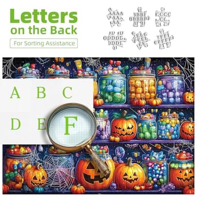 Halloween Candy Jars 1000 Piece Puzzle for Adults Spooky Night Mason Jars Challenging Jigsaw Puzzles for Adults Family Game Night (27"x19") - Image 3