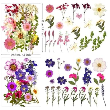 LUCISKY 85 Pcs Dried Pressed Flowers for Resin Molds, Real Natural Flowers Leaves for DIY Crafts, Nails, Jewelry, Soap and Candle Making - Image 4