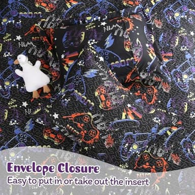 JSD Black Gaming Kids Quilt Set Full/Queen, Microfiber Printed Bedspread Coverlet with Pillow Shams, Soft Lightweight Summer Quilted Blanket - Image 4