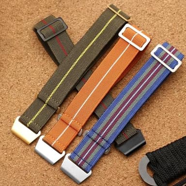 Nizonlaie Elastic Nylon Watch Band French Troops Paratrooper Military Parachute Style 18mm 20mm 22mm Hook-and-Loop Premium Striped Fabric Nylon Replacement Watch Strap for Men Women - Image 5