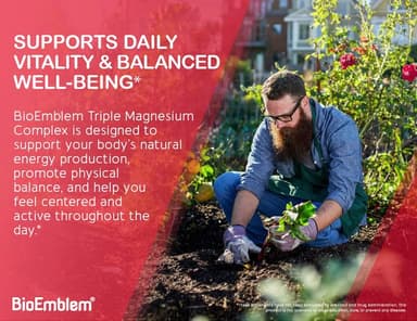 BioEmblem Triple Magnesium Complex | 300mg Magnesium Glycinate, Malate & Citrate | High Absorption Chelated Formula | Vegan, Non-GMO, Gluten-Free | 90 Capsules - Image 8