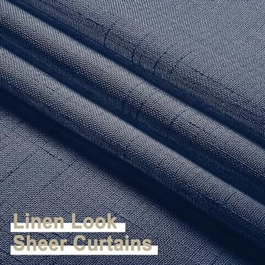 Aiyueng Kirei 2 PCS Faux Linen Navy Blue Kitchen Sheer Curtains 36 inch Length, Soft Lightweight Textured Short Cafe Curtains for Farmhouse Bathroom Bedroom Small Windows, Each 30Wx36L inch, Navy - Image 5
