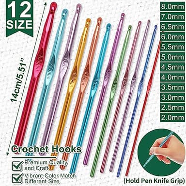XSEINO Crochet Kit Beginners Crochet Hooks Set with Crochet Yarn,102PCS Premium Crochet Set, Accessories Kit, Crochet Bag and Lot More Crochet Supplies - Image 3