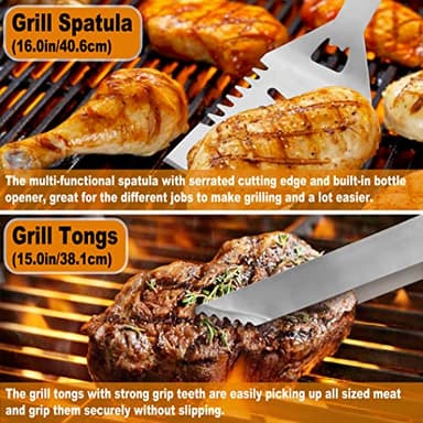 POLIGO 26PC Exclusive BBQ Grill Accessories in Aluminum Case for Birthday Christmas Grilling Gifts - Premium Grill Utensils Set with Barbecue Claws, Meat Injector, Thermometer for Smoker, Camping BBQ - Image 5