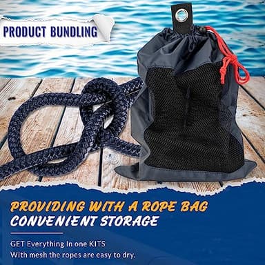 Young Marine 4 Pack 1/2” X 15’ Dock Lines Marine-Grade Double-Braided Nylon Dock Line with 12” Eyelet.Hi-Performance Boat Rope Mooring Rope Dock Line (4) - Image 4