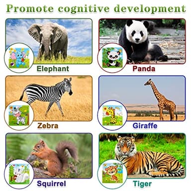 Aitey Set of 6 Toddler Puzzles Ages 2-4, Wooden Jigsaw Puzzles for Kids Ages 3-5, Puzzles for Toddlers 2 3 4 Year Old, Kids Puzzle Toys with Animal Patterns Educational Toys for Boys and Girls - Image 3