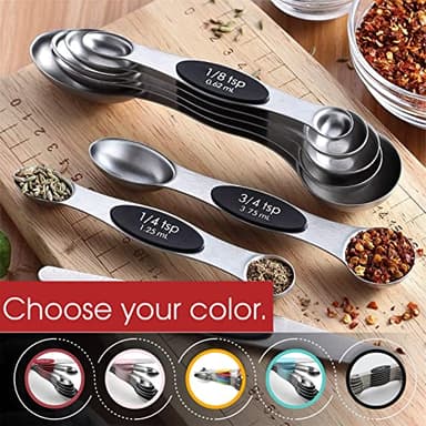 Spring Chef Stainless Steel Magnetic Measuring Spoons Set with Strong N45 Magnets, Heavy Duty Metal Kitchen Gadgets for Baking & Cooking, Fits in Most Kitchen Spice Jars, Set of 8 with Leveler, Black - Image 9