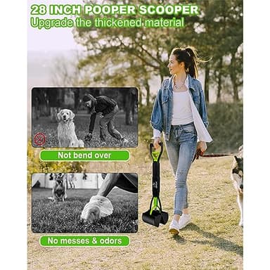 SZHLUX 28" Pooper Scooper, Foldable Dog Pooper Scooper with Unbreakable Material and Durable Spring for Grass and Gravel, Green - Image 3
