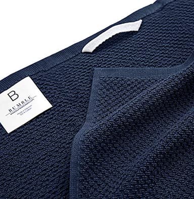 Premium Kitchen Towels (16”x 26”, 6 Pack) | Large Cotton Kitchen Hand Towels | Popcorn Striped Design | Dish Towels | 430 GSM Highly Absorbent Tea Towels Set with Hanging Loop | Blue - Image 3