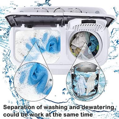 Compact Portable Washing Machine – Mini Twin Tub Washer with Built-in Drain Pump, 14.3lbs Semi-Automatic Spin Dryer, Ideal for Camping, Apartments, Dorms, College Rooms and Small Spaces, Gray - Image 3
