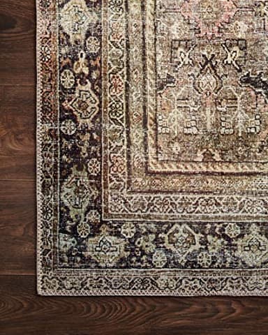 Loloi Layla Collection LAY-03 Olive/Charcoal 7'-6" x 9'-6" .13" Thick Area Rug, Soft, Durable, Vintage Inspired, Distressed, Low Pile, Non-Shedding, Easy Clean, Printed, Living Room Rug - Image 9