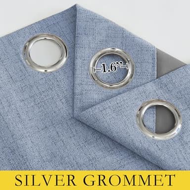 NICETOWN Stone Blue Vintage Linen 100% Blackout Curtains for Living Room, Thermal Insulated Curtains 84“ Long, Noise Reducing Window Treatment Drapes for Hall Room, 52" Wide Per Panel, Set of 2 - Image 7