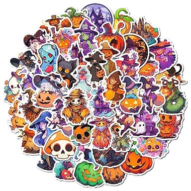 100PCS Non Repeating Halloween Children's Cartoon Pumpkin Themed Stickers Party Favors Vinyl Waterproof Holiday Party, Halloween Children's Cartoon Party Stickers Decoration - Image 5