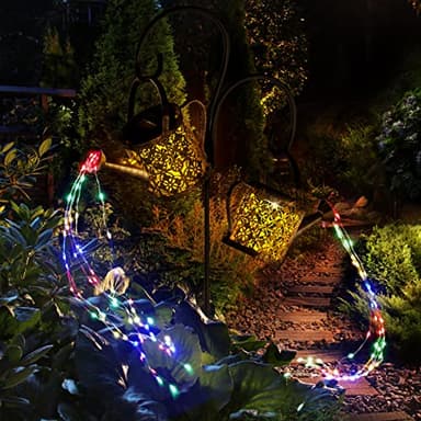 MEREAR Solar Watering Can Lights Outdoor with 8 Multi-Color Changing Modes, IP65 Waterproof Landscape Light Garden Decor, One Pole Two Lights Outside Decorations for Lawn, Backyard, Patio, Chrismas - Image 7