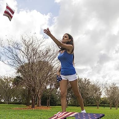 Cornhole Set, Regulation Size Cornhole Boards with 8 Bean Bags and Carrying Case, 4 ft x 2 ft Corn Hole Outdoor Game Toss Board for Adults Outside Activities - Image 7