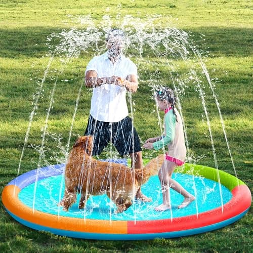 SLOOSH 72" Non-Slip Splash Pad Sprinkler - Outdoor Water Play Toys Backyard Fountain Mat for Toddlers Kids Dogs, Thickened Sprinkler Outside Pool Party Durable for Girls Boys Pets (72in, Multicolor) - Image 1