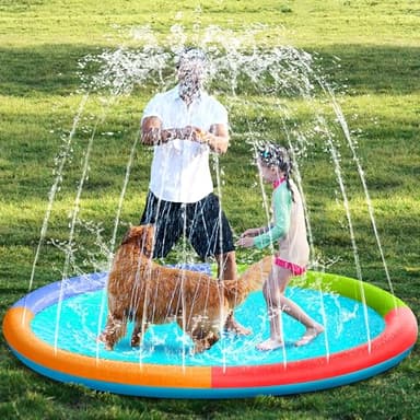 SLOOSH 72" Non-Slip Splash Pad Sprinkler - Outdoor Water Play Toys Backyard Fountain Mat for Toddlers Kids Dogs, Thickened Sprinkler Outside Pool Party Durable for Girls Boys Pets (72in, Multicolor) - Image 1