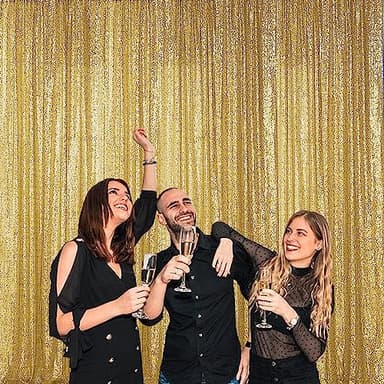 Sugargirl Gold Sequin Backdrop Curtain 4 Panels 2FTx8FT Glitter Gold Background Drapes Sparkle Photography Backdrop for Party Wedding Birthday Wall Decoration - Image 7