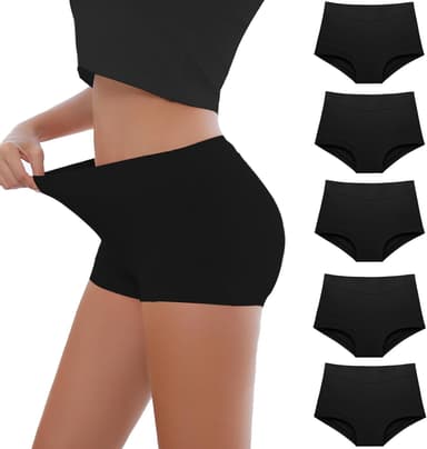 Migbean Womens Seamless Boy Shorts Underwear Soft Stretch Boxer Shorts Briefs No Show Panties 2 Packs Black Grey - Image 2