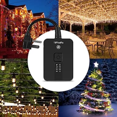 TiFFCOFiO Outdoor Timer Waterproof, Remote Control Dusk to Dawn Sensor Countdown, 100 ft Range, 2 Grouded Electrical Outlets for Home and Garden, 15A 1/2HP, Heavy Duty, ETL Listed (1 Pack) - Image 7