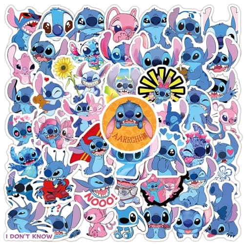 50pcs Cartoon Stitch Stickers for Kids, Vinyl Waterproof Stitch Decal for Water Bottle Laptop Toy Sticker for DIY Decorate Bumper Phone Hard Hat Kids Teens Gifts - Image 1