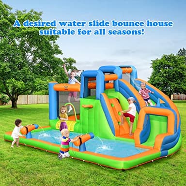 BOUNTECH Inflatable Water Slide Bounce House, Kids Water Park Jump Castle w/Large Splash Pool, 2 Climbing Walls, Water Slides Inflatables for Kids, Water Bounce House for Outdoor Backyard Party Gifts - Image 8