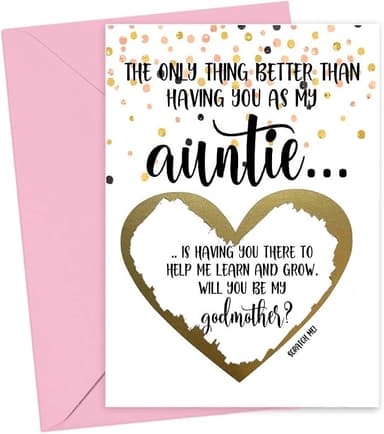 Will You Be My Godmother Scratch Off Card for Auntie, Godmother Proposal Card from Niece Nephew (Auntie Godmother - Image 1