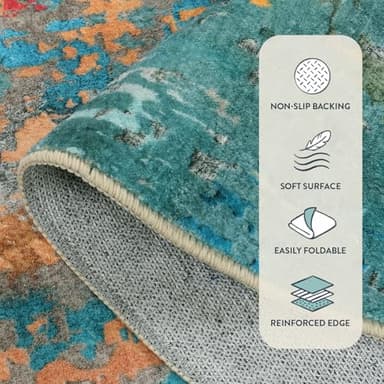 Lahome Modern Abstract Area Rugs 5x7, Large Washable Rugs for Living Room Bedroom Non Slip, Colorful Indoor Floor Carpet for Dining Room Apartment Dorm Kids Nursery Home Decor - Image 4