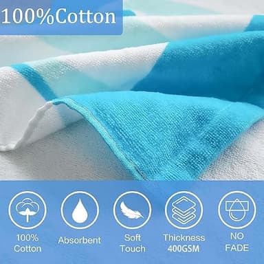 VOOVA & MOVAS Toddler Towels for Kids 3-10Years, 30''X50, Soft | Thick | 100% Cotton | Absorbent Towel Wrap, Perfect for Kids Beach, Pool, Bath, Swimming, Stripe Dog - Image 3
