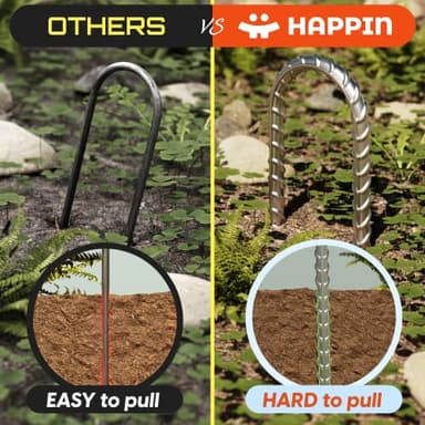 Happin® Ultra Strong Trampoline Stakes Anchors High Wind, Ground Anchors Heavy Duty, Trampoline Tie Down Anchor Kit, Ground Stakes Galvanized Steel, Trampoline Accessories, U Shaped (8 Pack, Silver) - Image 6