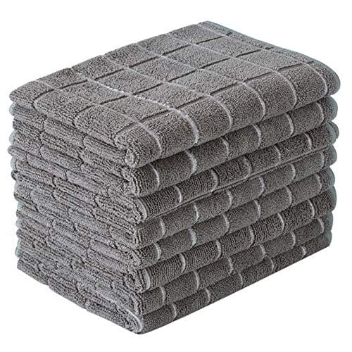 Microfiber Dish Towels - Soft, Super Absorbent and Lint Free Kitchen Towels - 8 Pack (Lattice Designed Gray Colors) - 26 x 18 Inch - Image 1