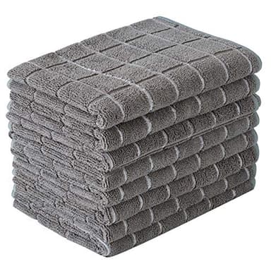 Microfiber Dish Towels - Soft, Super Absorbent and Lint Free Kitchen Towels - 8 Pack (Lattice Designed Gray Colors) - 26 x 18 Inch - Image 1