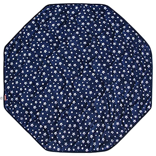 Playpen Mat 8 Panel Navy Fits for Regalo My Play Deluxe Extra Large Portable Play Yard, Non Slip Baby Octagon Playpen Mattress Pad, Navy Star Print Playard Pad - Image 1