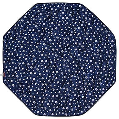 Playpen Mat 8 Panel Navy Fits for Regalo My Play Deluxe Extra Large Portable Play Yard, Non Slip Baby Octagon Playpen Mattress Pad, Navy Star Print Playard Pad - Image 1